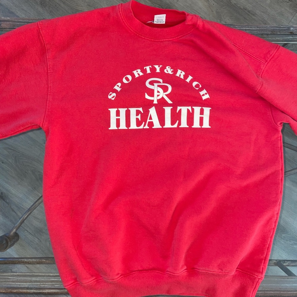 Sporty and Rich HEALTH Red Crewneck Sweatshirt SM